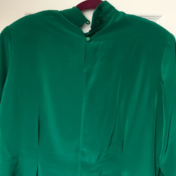 VTG 80s Emerald Green Mock Neck Blouse Sz 8 Miss Sophisticates by Pendleton - Picture 5 of 7